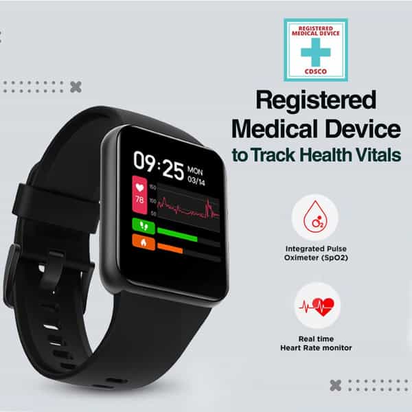Goqii Smart Vital Lite Smartwatch | 1.4" Hd | Spo2 | Waterproof | 3 Months Personal Coaching