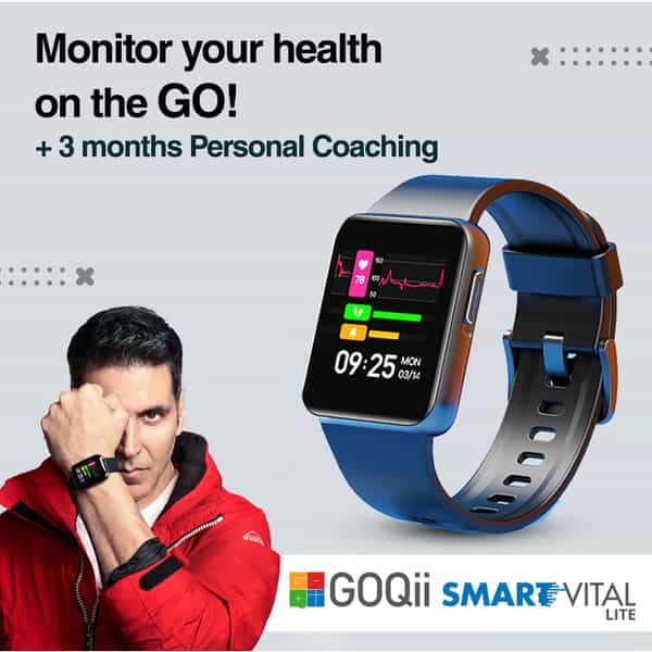Goqii Smart Vital Lite Smartwatch | 1.4" Hd | Spo2 | Waterproof | 3 Months Personal Coaching