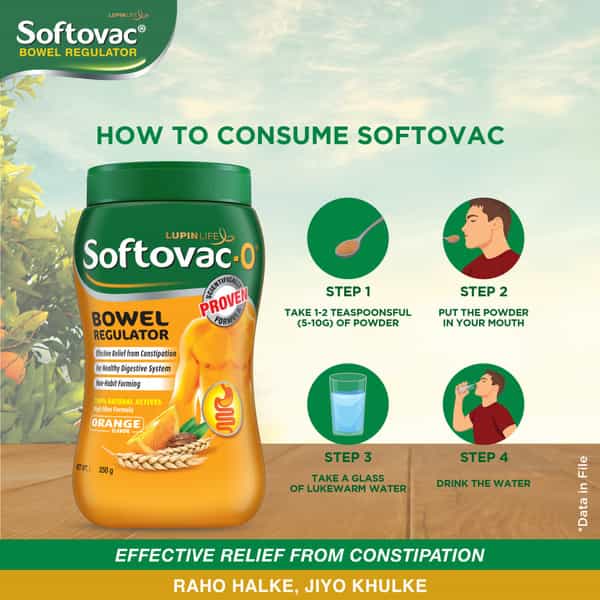 Softovac O Orange Flavour Constipation Powder 250 G
