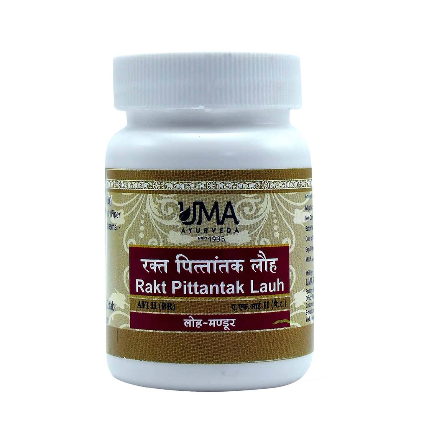 Uma Ayurveda Rakta Pittantak Lauha Ayurvedic Tablets 80 Tab
