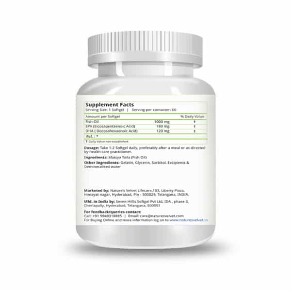 Natures Velvet Fish Oil Omega 3 | 60 Softgels | 1000Mg