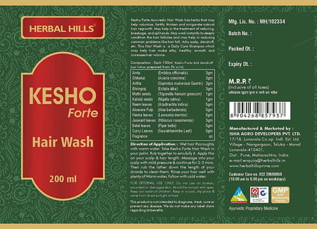 Herbal Hills Kesho Forte Ayurvedic Hair Wash For Strong & Healthy Hair 200ml For All Hair Types