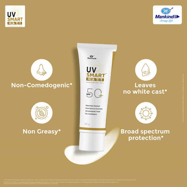 Uv Smart Matt Spf 50+ Sunscreen Gel 50 Gm