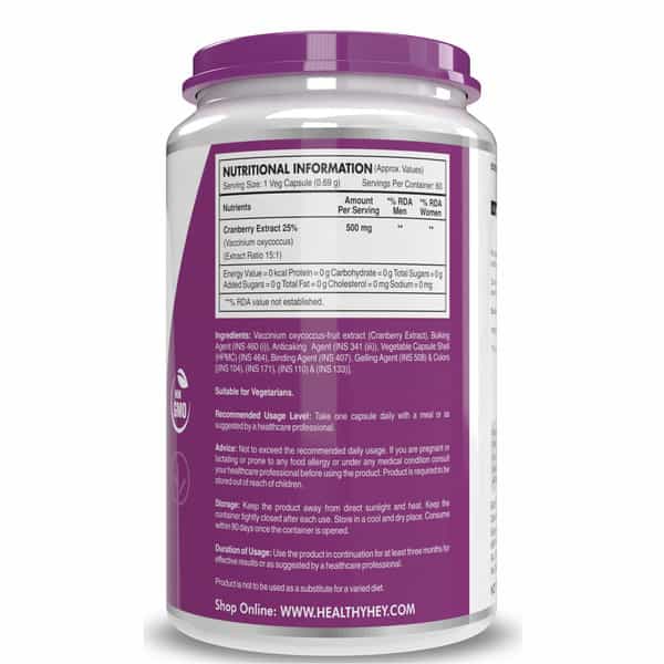 Healthyhey Nutrition Cranberry Extract Urinary Tract Health - 60 Veg Capsules