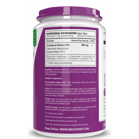 Healthyhey Nutrition Cranberry Extract Urinary Tract Health - 60 Veg Capsules