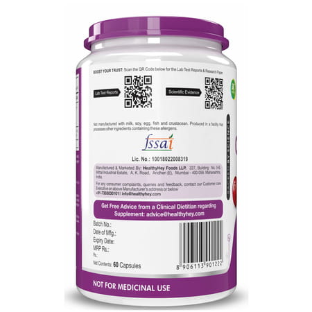 Healthyhey Nutrition Cranberry Extract Urinary Tract Health - 60 Veg Capsules