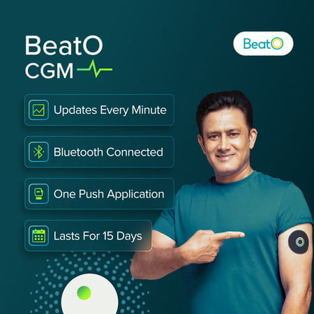 Beato Cgm | 15 Days | Bluetooth-connected | Real-time Tracking | No Scanning Needed