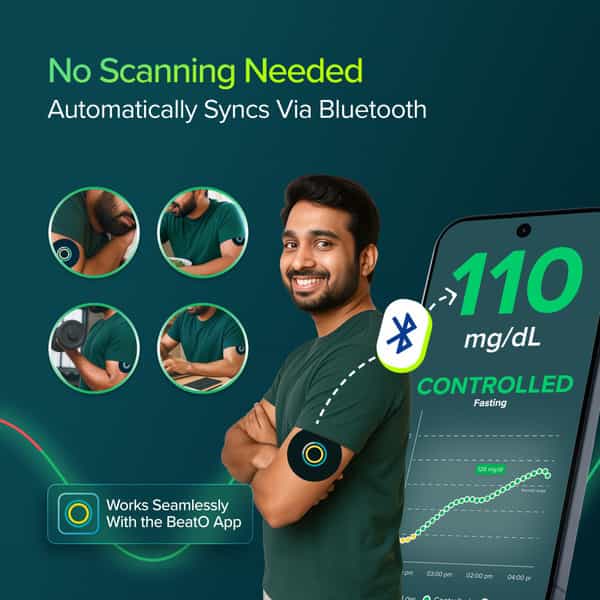 Beato Cgm | 15 Days | Bluetooth-Connected | Real-Time Tracking | No Scanning Needed
