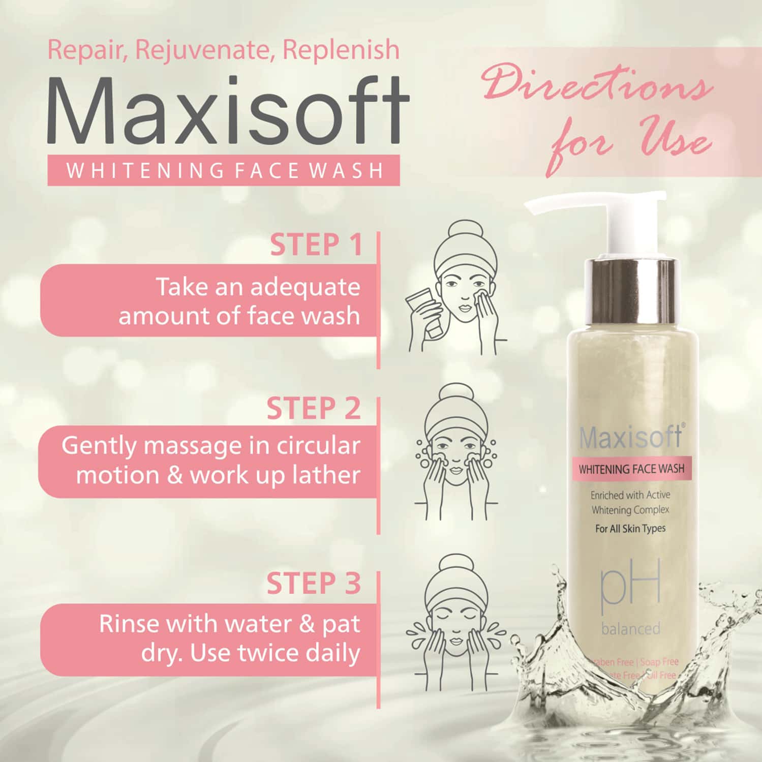 Buy MAXISOFT WHITENING FACE WASH (100 ML PACK OF 3) Online & Get Upto