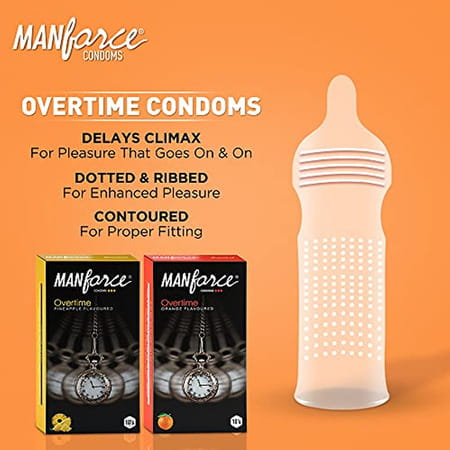 Manforce Multi-Variant Flavoured Condoms - 10 Pieces (Pack Of 6) Transparent Large