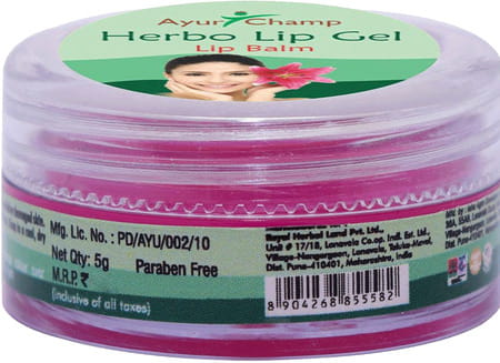 Ayur Champ Lip Balm - Lip Gel With Strawberry Flavour - 5gms Pack Of 5