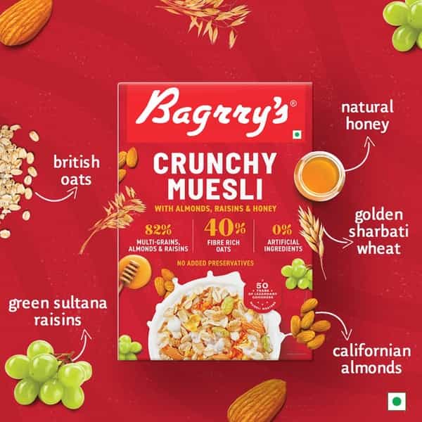 Bagrrys Crunchy Muesli Crunchy Oat Clusters With Almondsraisins & Honey 500G