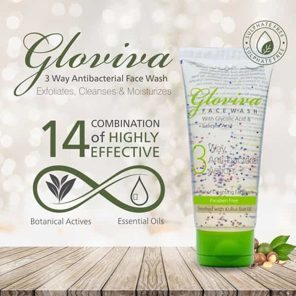Gloviva 3 Way Antibacterial Face Wash 100 Ml | Salicylic Acid 0.5 % | Soap Free (Pack Of 3)