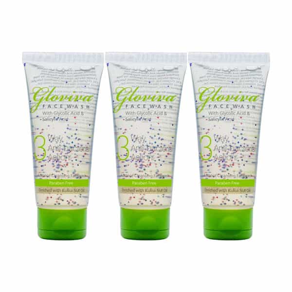 Gloviva 3 Way Antibacterial Face Wash 100 Ml | Salicylic Acid 0.5 % | Soap Free (Pack Of 3)