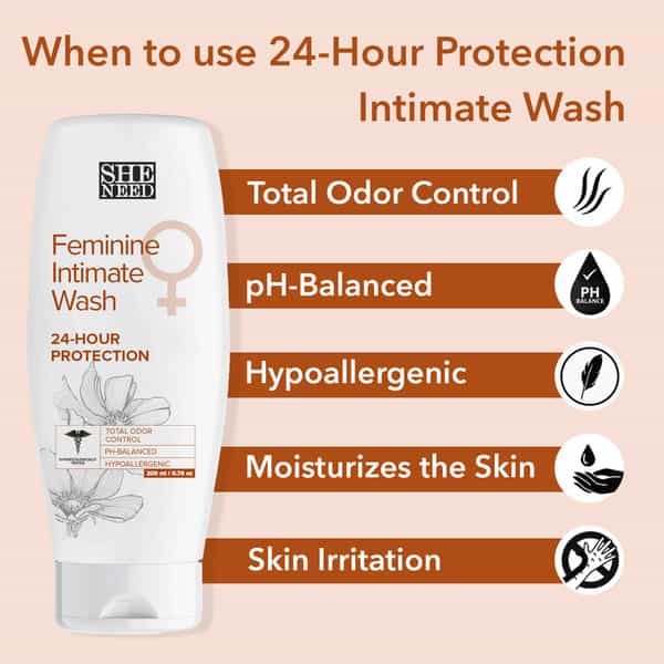Sheneed 24 Hours Protection Feminine Intimate Wash - 200 Ml