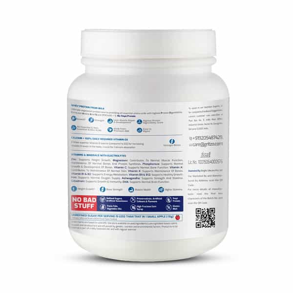 Gritzo Supermilk Growth+ (2-6Y Boy & Girl) (Double Chocolate | 800G) With Super Gummies (Strawberry)