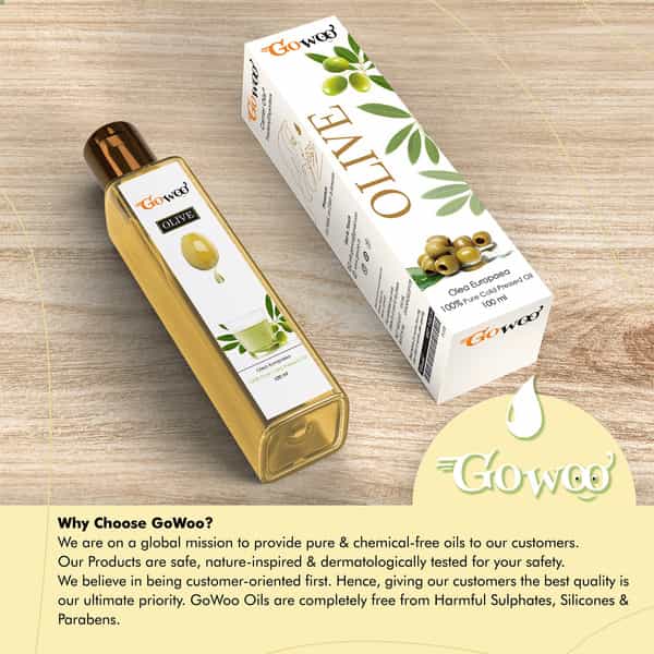 Go Woo 100% Pure Olive Oil Carrier Oil For Essential Oils 100 Ml