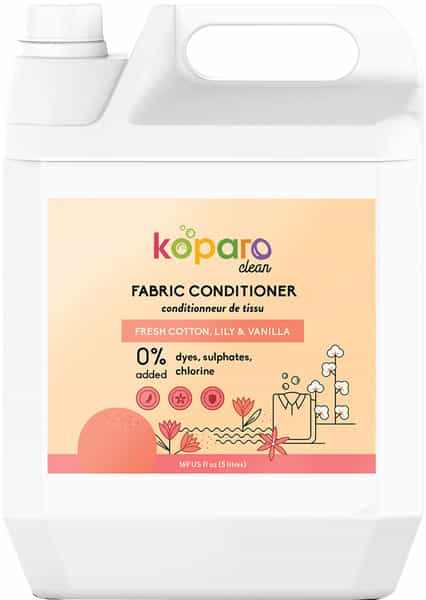 Koparo Fabric Conditioner - Fresh Cotton, Lily & Vanilla - Natural & Non Toxic, Soft & Shine-5 Liter