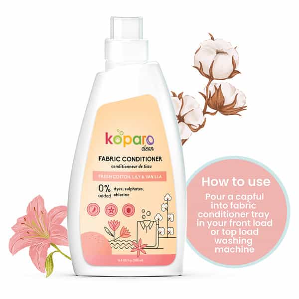 Koparo Fabric Conditioner - Fresh Cotton, Lily & Vanilla - Natural & Non Toxic, Soft & Shine-5 Liter