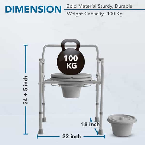 Everactiv Height Adjustable Commode Chair With Lid And Bucket