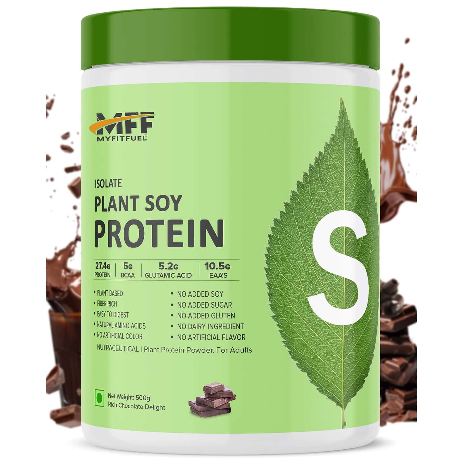 Myfitfuel Plant Soy Protein Isolate 90 | Pure Soy | 500gm | 14 Servings (rich Chocolate Delight)