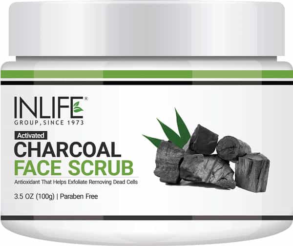 Inlife Activated Charcoal Face & Body Scrub Deep Cleansing Blackhead Removal - Paraben Free 100G