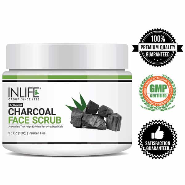 Inlife Activated Charcoal Face & Body Scrub Deep Cleansing Blackhead Removal - Paraben Free 100G