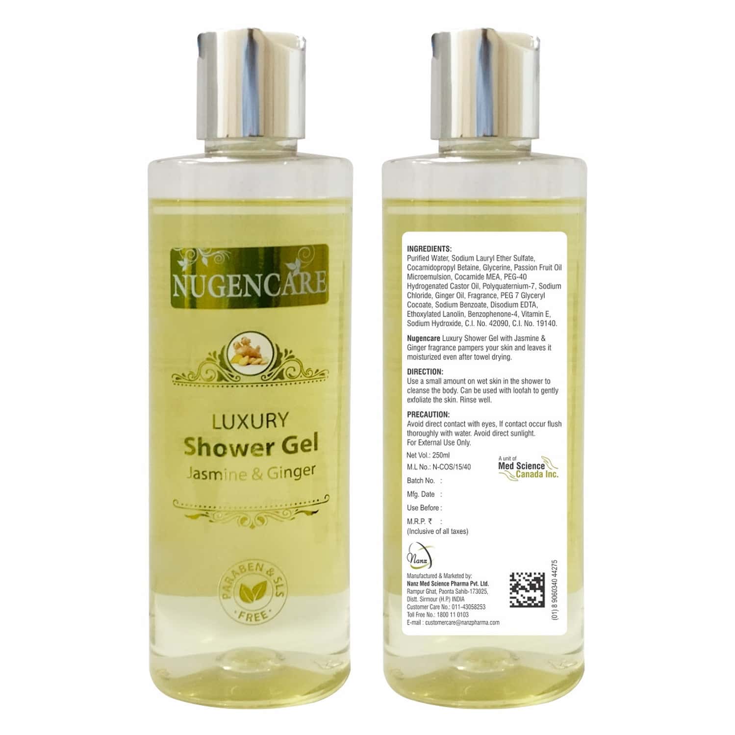 Buy NUGENCARE LUXURY SHOWER GEL JASMINE & GINGER NO PARABENSNO SLS