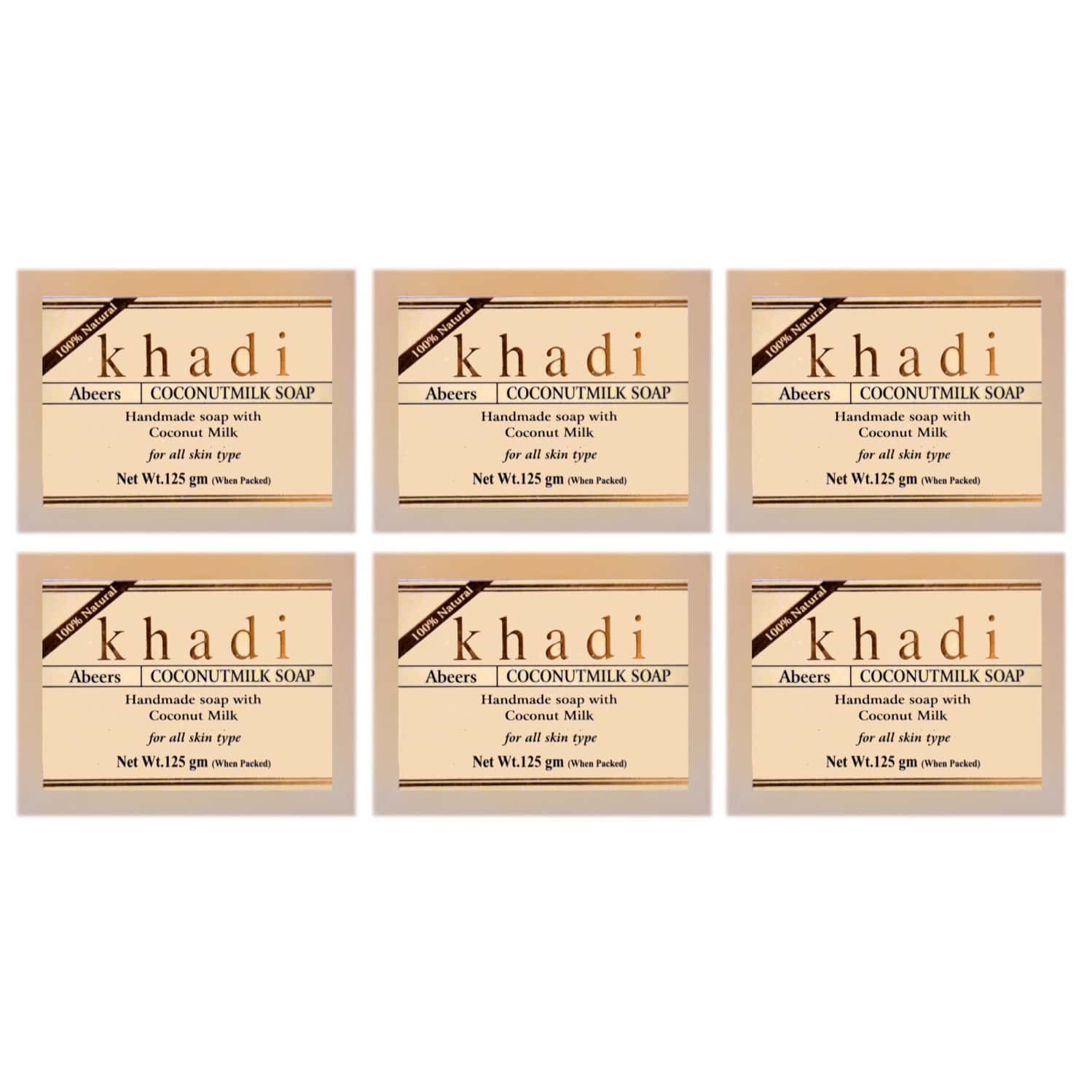 Khadi Abeers Herbal Handmade Coconut Milk Soap With Essential Oils | 125gm (pack Of 6)