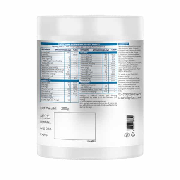 Gritzo Supermilk Height+ (2 - 6Y) | 7G Protein (Double Chocolate | 200G)