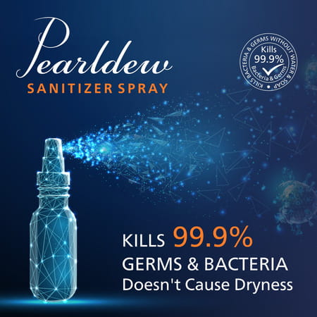 Pearldew Sanitizer Spray (Orange) 500 Ml | Aloe & Neem | Paraben Free (Pack Of 4)