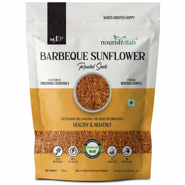 Nourishvitals Healthy Munching Barbeque Sunflower Roasted Seed + Super Seeds Mix (200Gm Each)