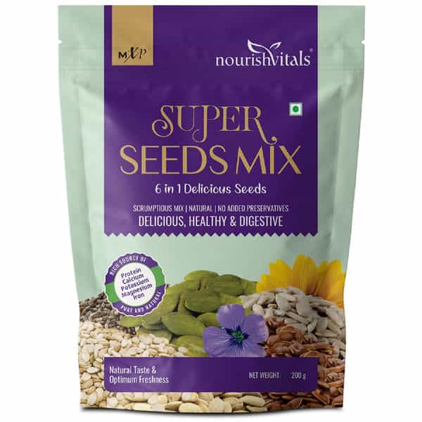 Nourishvitals Healthy Munching Barbeque Sunflower Roasted Seed + Super Seeds Mix (200Gm Each)