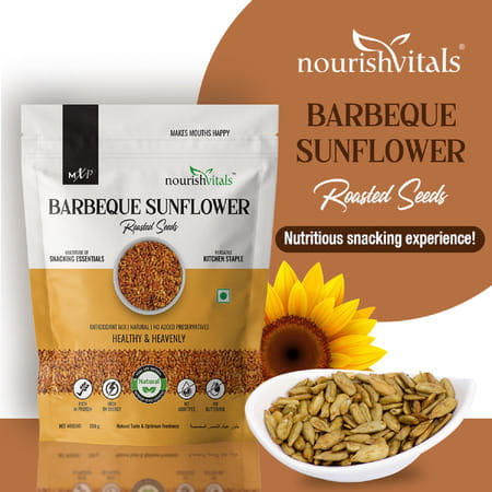 Nourishvitals Healthy Munching Barbeque Sunflower Roasted Seed + Super Seeds Mix (200Gm Each)