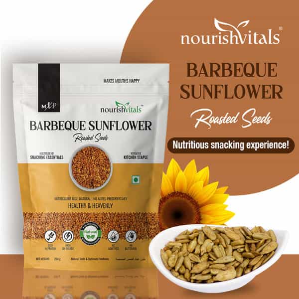 Nourishvitals Healthy Munching Barbeque Sunflower Roasted Seed + Super Seeds Mix (200Gm Each)