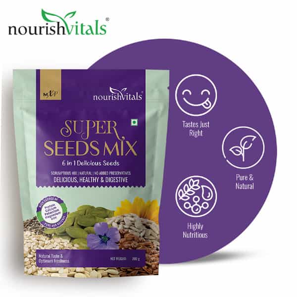 Nourishvitals Healthy Munching Barbeque Sunflower Roasted Seed + Super Seeds Mix (200Gm Each)