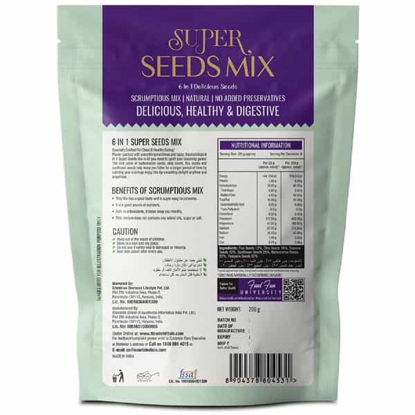 Nourishvitals Healthy Munching Barbeque Sunflower Roasted Seed + Super Seeds Mix (200Gm Each)