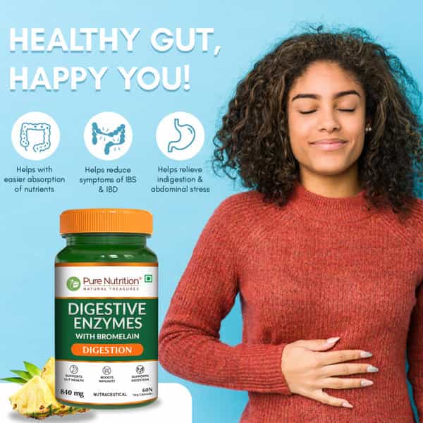 Pure Nutrition Digestive Enzymes Supports Digestion And Better Absorption Of Nutrients 60 Veg Caps