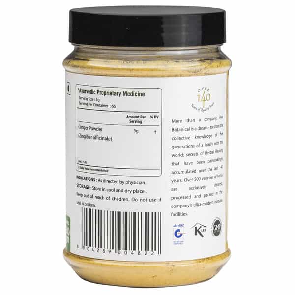 Bixa Botanical Ginger Powder- Cardiac & Respiratory Wellness | Alleviates Sore Throat & Cold(200G)