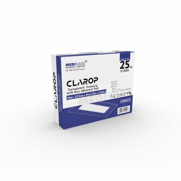 Medica Clarop Transparent Dressing With Non-Adherent Pad 9Cm X 12.5Cm - Waterproof & Breathable