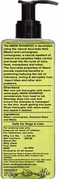 Dogz & Dudez Neem Shampoo - Anti Tick & Flea 500 Ml