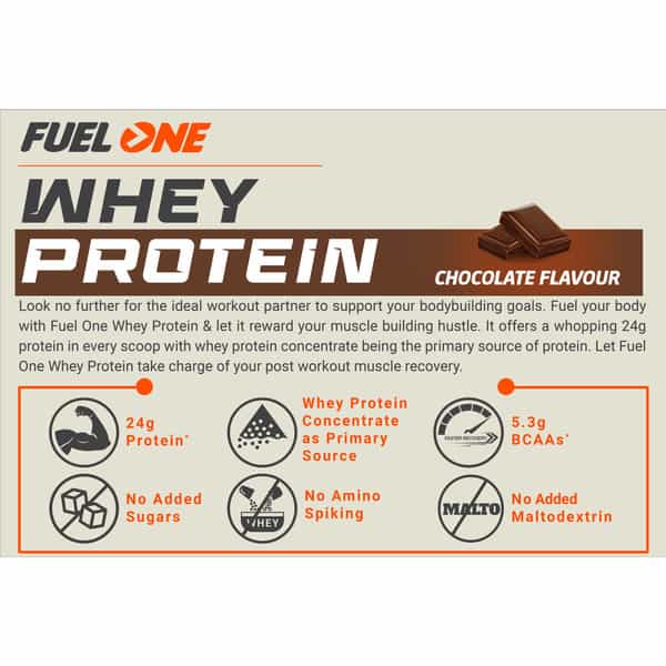 Muscleblaze Fuel One Whey Protein | 24 G Protein & 5.29 G Bcaa (Chocolate | 2 Kg / 4.4 Lb)