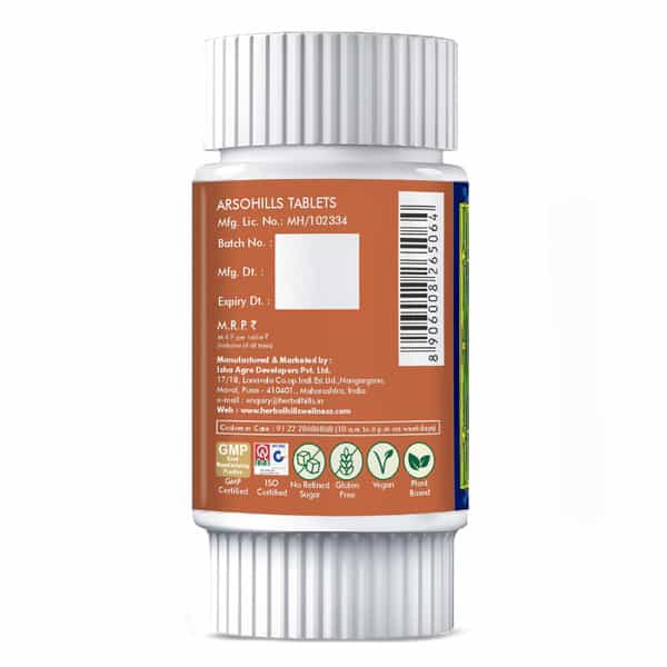 Herbal Hills Arsohills 60 Tablets (Pack Of 4) 500Mg Tablet For Piles - Natural Hemorrhoid Medicines.
