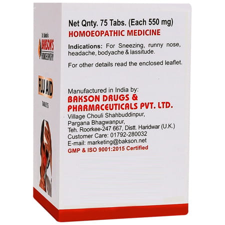 Baksons Homoeopathy Flu Aid Tablet 75 No'S