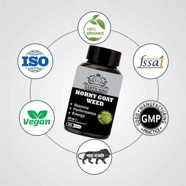 Earth King Horny Goat Weed Epimedium Extract With Maca Root Powde - 60 Capsules