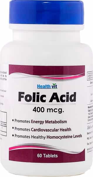Healthvit Folic Acid 400Mcg Heart Care Tablets Bottle Of 60
