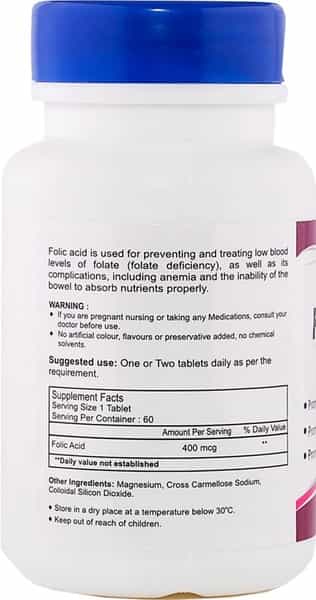 Healthvit Folic Acid 400Mcg Heart Care Tablets Bottle Of 60