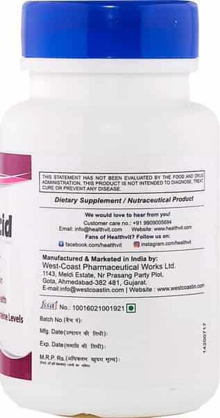 Healthvit Folic Acid 400Mcg Heart Care Tablets Bottle Of 60