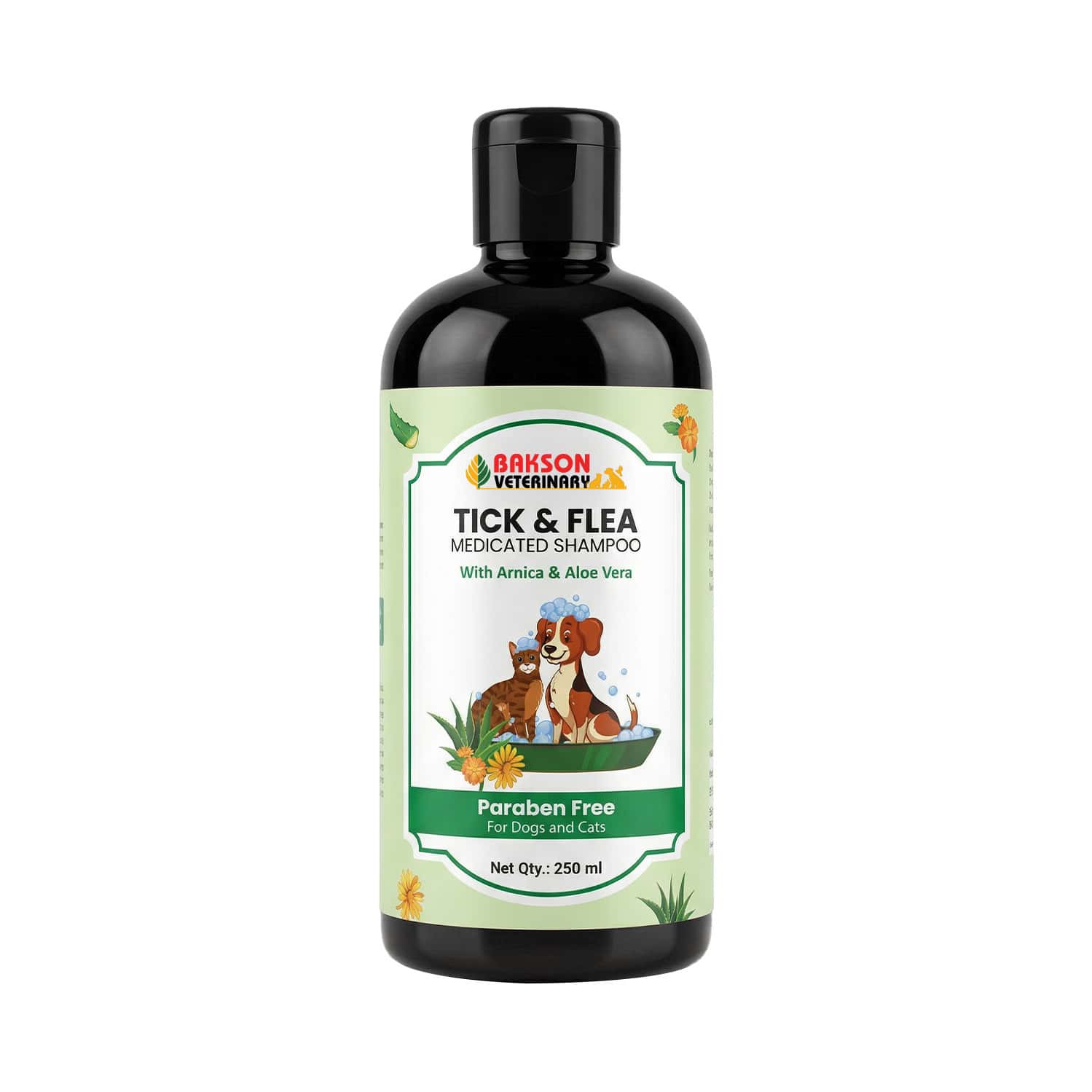 Bakson Veterinary Tick & Flea Medicated Shampoo| Paraben Free | For Dogs & Cats 250 Ml