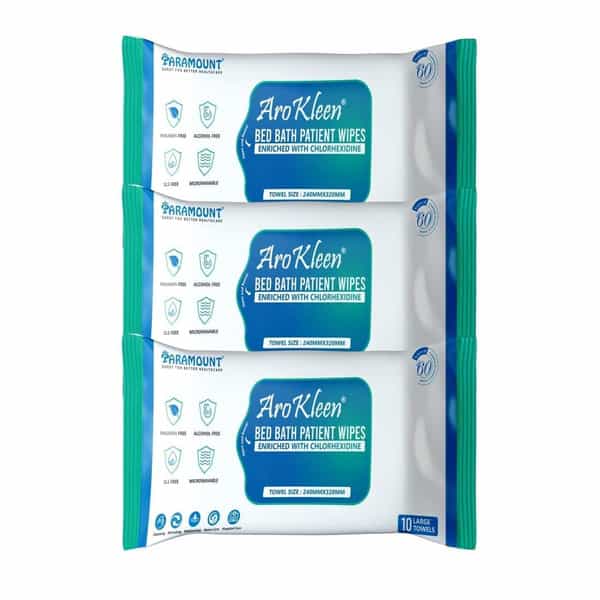 Arokleen Bed Bath Patient Large Wet Wipes Enriched With Aloe Vera And Glycerine 30Pcs Pack Of 3 